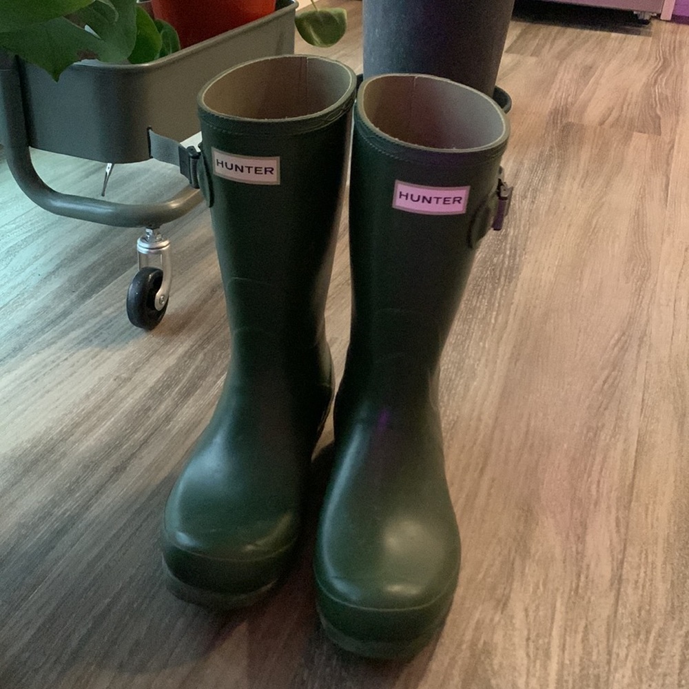 Matte Green Hunter Boots - Picture 2 of 9